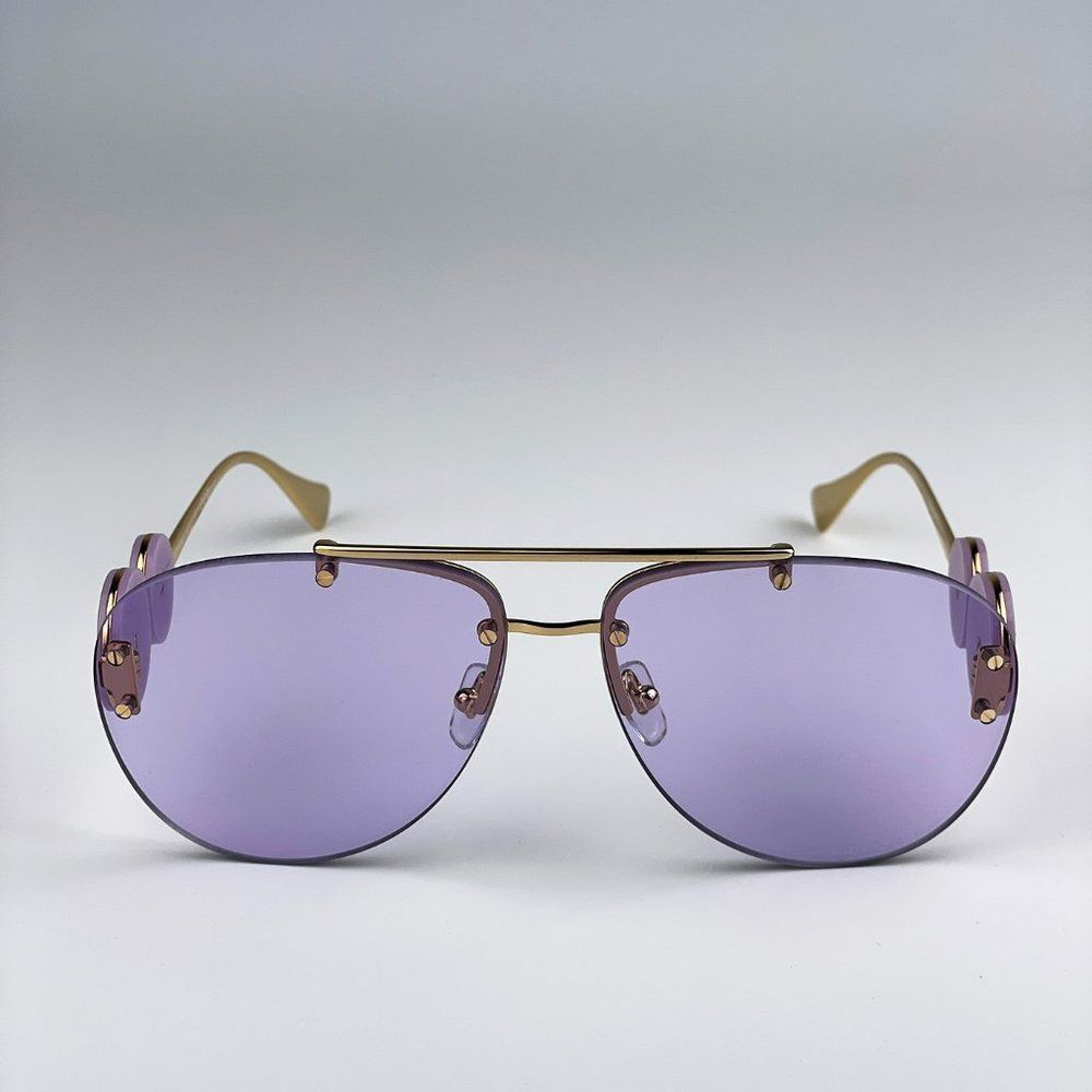 VersaceāVE2250 14871A Sunglasses Gold Light Violet Pilot Women - Picture 7 of 13